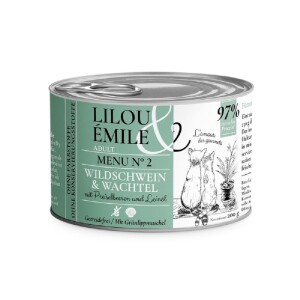 SAGAFLOR Katzennassfutter Lilou & Émile Wildschwein & Wachtel getreidefrei 200g