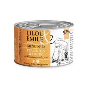 SAGAFLOR Katzennassfutter Lilou & Émile Perlhuhn & Huhn Kitten getreidefrei 200g