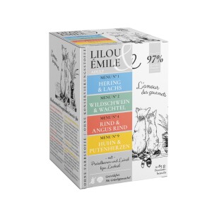SAGAFLOR Katzennassfutter Lilou & Émile MULTIPACK 97% tierisches Protein 8 x 85g