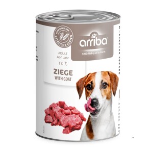 SAGAFLOR Nassfutter ARRIBA mit ZIEGE getreide- und glutenfrei für Hunde
