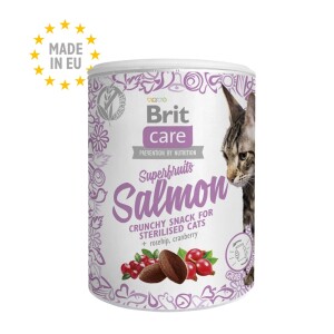 BRIT Snack Superfruits Crunchy Salmon Lachs Hagebutte 100g für sterilisierte Katzen