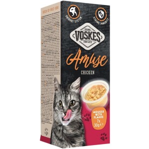 VOSKES Katzensnack AMUSE Mousse mit Stückchen Huhn grainfree 7 x 30g