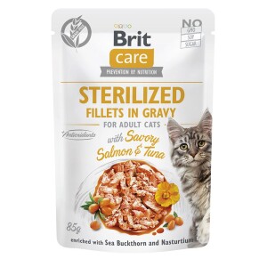 BRIT Katzennassfutter FILLETS IN GRAVY Salmon & Tuna Sterilized 85g grainfree