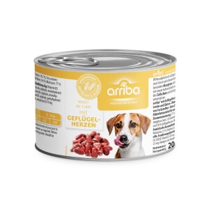 SAGAFLOR Nassfutter ARRIBA mit GEFLÜGELHERZEN getreide- und glutenfrei für Hunde