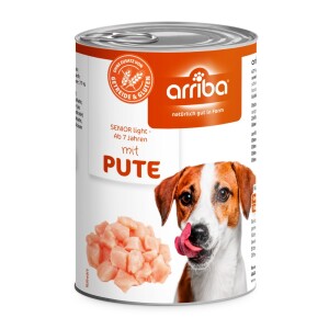 SAGAFLOR Nassfutter ARRIBA mit PUTE LIGHT getreide- und glutenfrei für Hunde 6 x 400g
