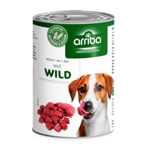 SAGAFLOR Nassfutter ARRIBA mit WILD getreide- und glutenfrei für Hunde