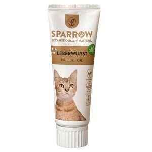 SPARROW Ergänzungsfutter CannaCat LEBERWURST mit CBD & Taurin 75g für Katzen
