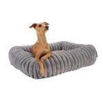 TRENDPET Hundebett Biscuit Cube Grau Breitcord-Optik extradick hochflorig