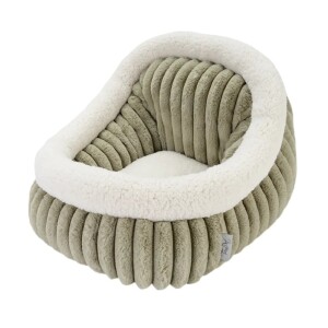 TRENDPET Bett YUKI Grün Breitcord-Optik extradick hochflorig für kleine Hunde und Katzen