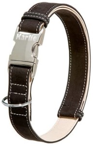 KARLIE Lederhalsband BUFFALO ULTRA schwarz-hellbeige 40-55cm/20mm