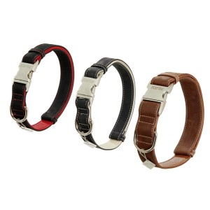 KARLIE Lederhalsband BUFFALO ULTRA schwarz/rot für Hunde