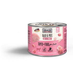 MACS Nassfutter CAT KALB und PUTE für Katzen getreidefrei hoher Fleischanteil 1 x 200g
