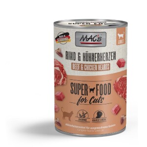 MACS Nassfutter CAT RIND und HÜHNERHERZEN für Katzen hoher Fleischanteil 1 x 400g