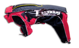 KARLIE TOUCHDOG Hundemantel OVERALL rot TIGER-Logo für Hündinnen und Rüden