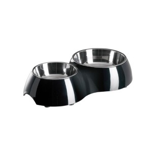 futterscheune.live® Melaminnapf ROYAL Doppelnapf SCHWARZ Silber Hunde & Katzen