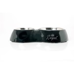 futterscheune.live® Melaminnapf ROYAL Doppelnapf SCHWARZ Silber Hunde & Katzen