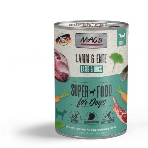 MACS Nassfutter LAMM und ENTE für Hunde getreidefrei 94% Fleischanteil 1 x 400g