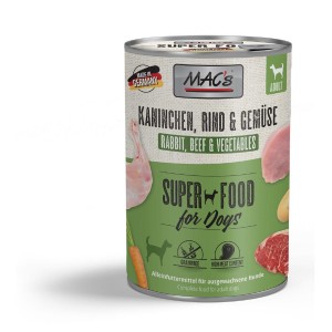 MACS Nassfutter KANINCHEN RIND GEMÜSE 89% Fleischanteil für Hunde 400g