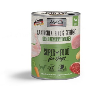 MACS Nassfutter KANINCHEN RIND GEMÜSE 89% Fleischanteil für Hunde 800g