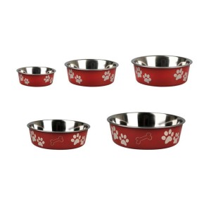 KARLIE Edelstahlnapf BELLA rot-metallic für Hunde & Katzen