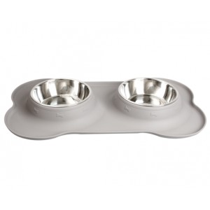 KARLIE FLAMINGO Edelstahlnapf DINER SET Silikon 2 x 350ml für Katzen und Hunde