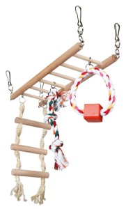 TRIXIE Spielzeug HÄNGEBRÜCKE Holzleiter Strickleiter 29 x 25 x 9 für Kleinnager