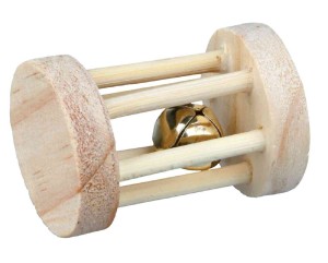 TRIXIE Spielzeug SPIELROLLE Holz mit Schelle für Kleintiere
