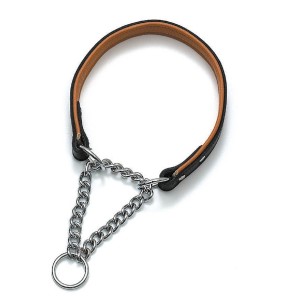KARLIE Zughalsband RONDO Schwarz 25 mm 50cm mit Kette unterlegt für Hunde
