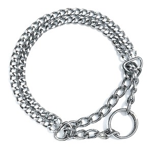 KARLIE Erziehung DOPPELHALSKETTE  2,5 mm 65cm verchromt mit Stop für Hunde
