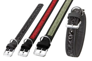 KARLIE Halsband VERO FIORE Leder 30mm 50cm Rot/Schwarz für Hunde