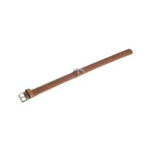 KARLIE Halsband BUFFALO Braun 24cm 10mm genäht Leder mit Adresstube für Hunde