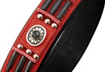 KARLIE Lederhalsband Buffalo Bull 60cm 30mm Rot/Schwarz...