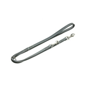 KARLIE Führleine BUFFALO DENIM Kalbsleder 2,0m 10mm Farbe Stahl genäht für Hunde