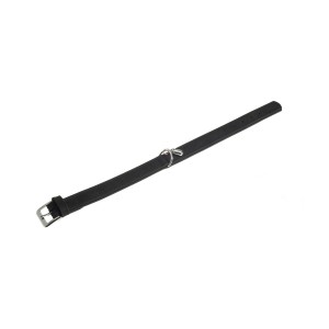 KARLIE Halsband BUFFALO Schwarz 32cm 12mm genäht Leder mit Adresstube für Hunde