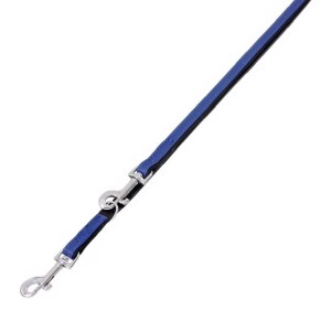 KARLIE Hundeleine Vintage Führleine Blau 10mm 200cm Schwarz unterlegt Leder