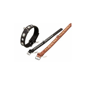 KARLIE Halsband Buffalo Deco 24mm 30cm Braun mit Ornament für Hunde