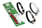 KARLIE Halsband Braun 10mm 30cm mit Perlmutschnalle mit Glöckchen für Katzen