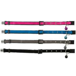 TRIXIE Katzenhalsband mit Strassbesatz Samt farblich sortiert snap & easy