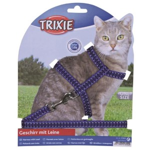 TRIXIE Geschirr mit Leine reflektierend Nylon 22-42 cm 10 mm 1,20 m für Katzen