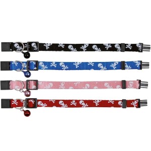 TRIXIE Kätzchenhalsband Nylon Totenkopf snap & easy sortiert für Katzenkinder