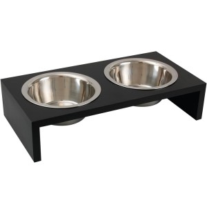 KARLIE Doppelnapf KOBUSHI TWIN Holz anthrazit 2 x 380ml für Hunde