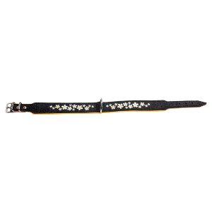 KARLIE Halsband SOLEIL Filz/Leder 55cm 35mm anthrazit/gelb unterlegt für Hunde