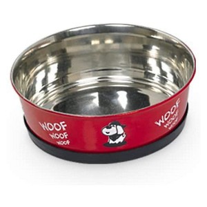 NOBBY Edelstahlnapf HEAVY WOOF Rot rutschfest 16,5 cm 0,95 ltr. für Hunde