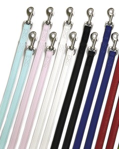 KARLIE Leine VINTAGE FÜHRLEINE Leder hellblau 22mm 200cm weiss unterlegt f Hunde