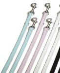 KARLIE Leine VINTAGE FÜHRLEINE Leder hellblau 22mm 200cm weiss unterlegt f Hunde