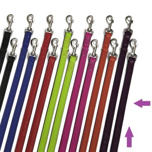 KARLIE Führleine VINTAGE Leder Violett 22mm 200cm Schwarz unterlegt für Hunde